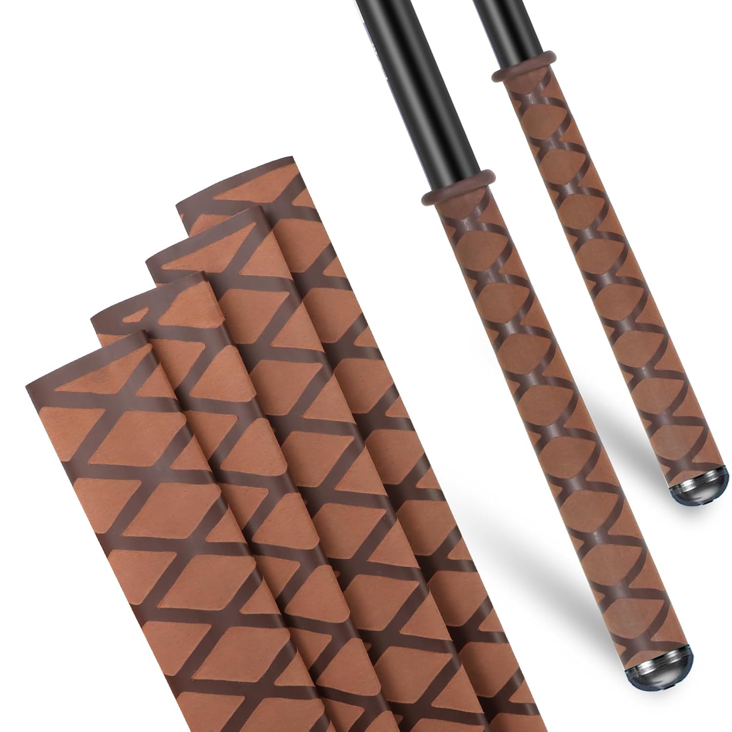 Fishing Rod Handle Grip Pole Wrap XTube Heat Shrink Tubing NonSlip Insulated Abrasion SleeveLength:39" Diameter:13/8" (Brown)