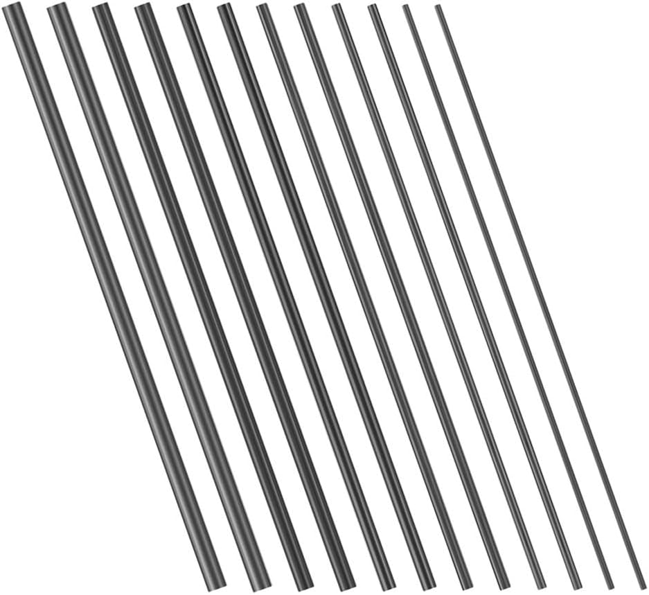12 Pack Solid Carbon Fiber Rod Inserts, Fishing Rod Tip Repair Kit, 10 Cm Blanks in 6 Sizes (0. 35/0. 30/0. 25/0. 20/0. 15/0. 10 Cm), Black, for Freshwater & Saltwater Pole Repair