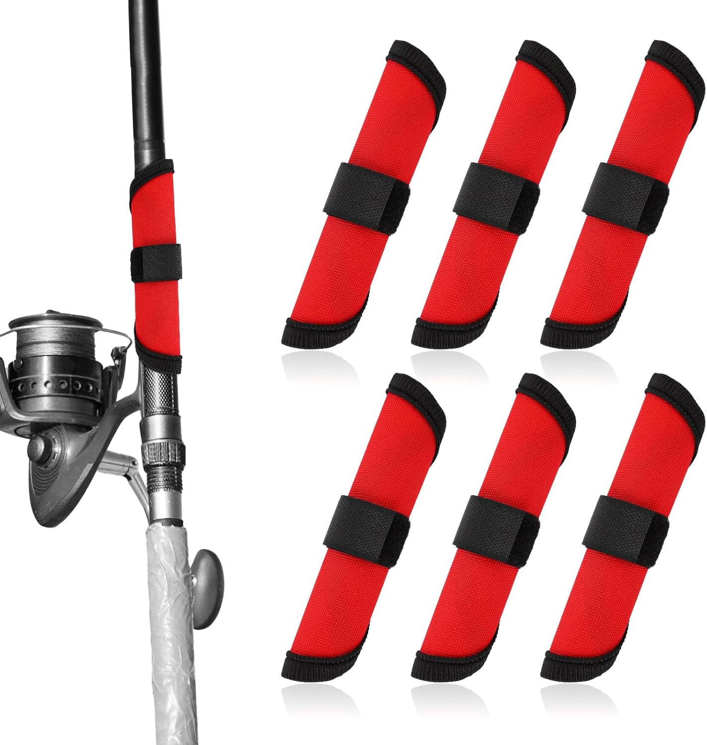 Lure Wrap, 5.9 Inch Fishing Lure Covers Bait Gloves Fish Hook Storage Protectors Pole Sleeve Guard for Fishing Rod to Keep Fishermen Safe (6, Red)