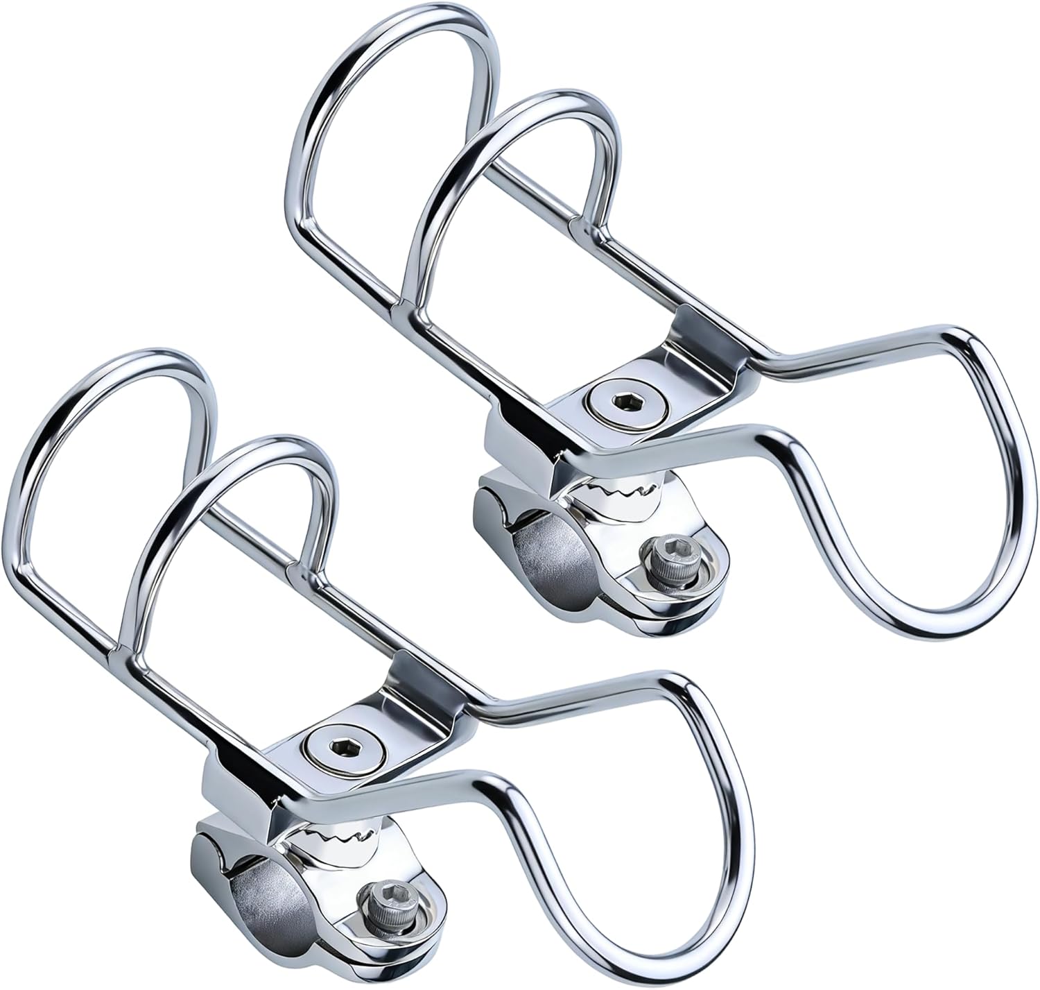 Fishing Rod Holder 316 Stainless Steel Rod Holder for Boat, 360° Adjustable Clamp On for 1" 1‑1/4" (25/32mm) Rail, Heavy Duty Rail Mount for Boat Yacht Kayak(2Pcs)